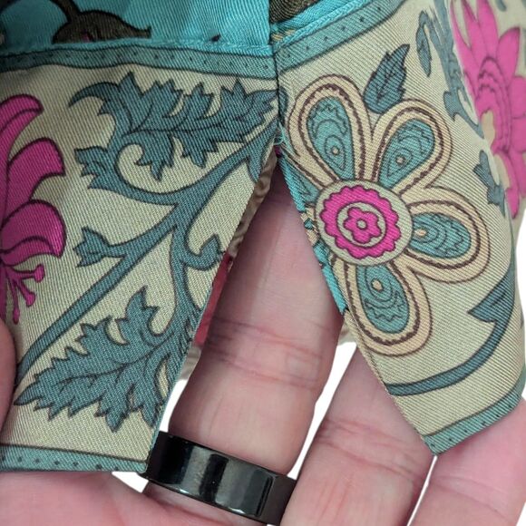Plenty By Tracy Reese Size 6 100% Silk Blue Pink Floral Glamorous Blouse Career - Picture 11 of 15